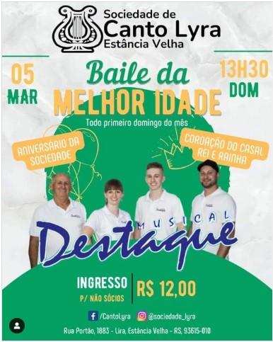 Domingo tem Baile da Melhor Idade na Sociedade de Canto Lyra