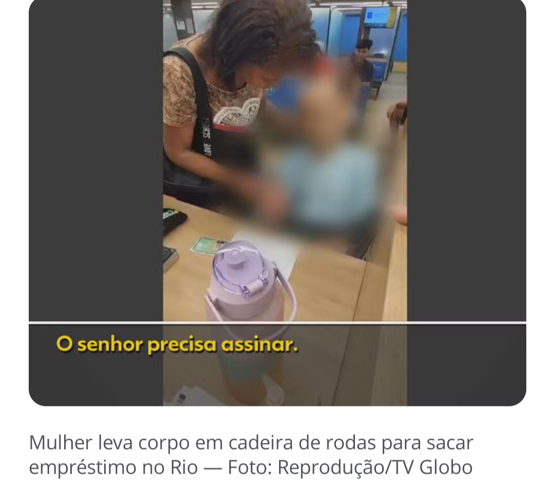 Mulher leva morto em cadeira de rodas para sacar empréstimo de R$ 17 mil