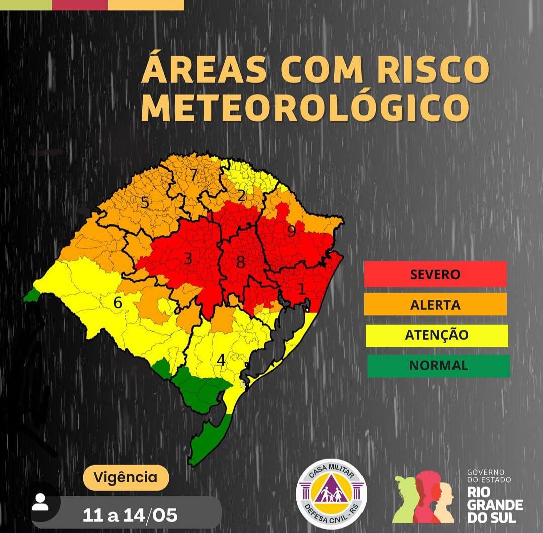 Região Metropolitana e outras regiões terão chuva, vento e frio
