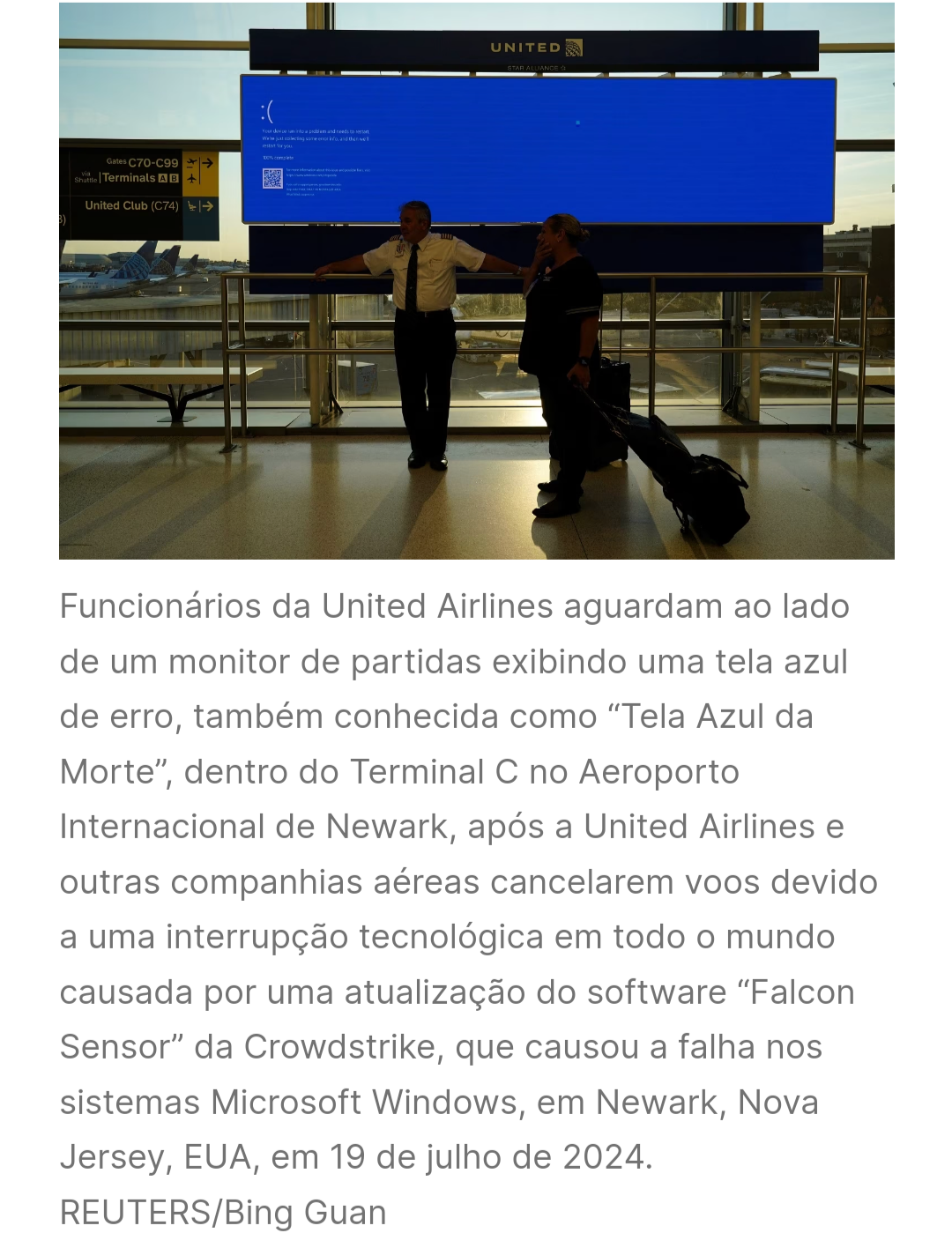 Informações iniciais sobre a falha global de TI