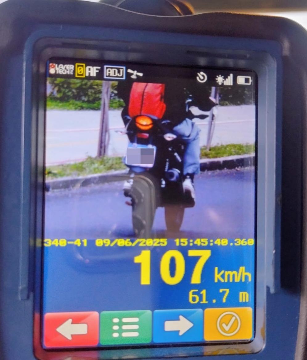 Motociclista é flagrado a 107km/h em via pública