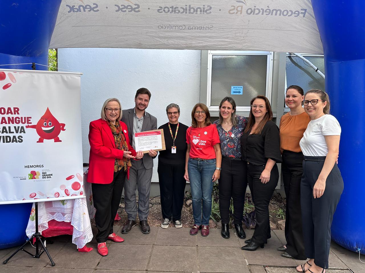 Estância Velha é homenageada pelo Hemocentro RS no Dia Nacional do Doador de Sangue