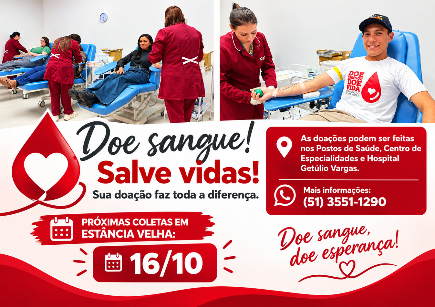 Estância Velha convoca doadores de sangue para a próxima sexta-feira