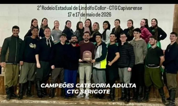 CTG Serigote é campeão com Invernada Adulta e conquista premiações no Rodeio de Lindolfo Collor 