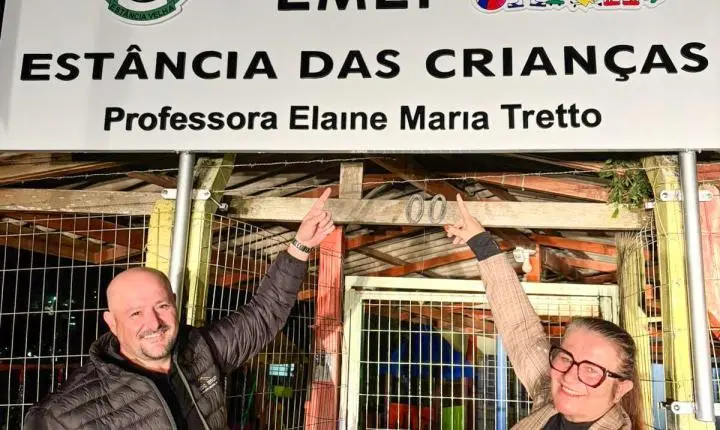 Escola passa a ser denominada EMEI Estância das Crianças -Professora Elaine Maria Tretto 