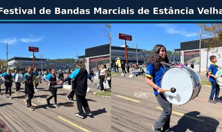 Estância Velha realiza Festival de Bandas Marciais com cerca de 270 estudantes