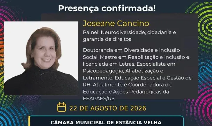 Estância Velha realiza neste sábado o 2º Fórum sobre Neurodiversidade
