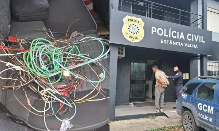 GCM PRENDE HOMEM EM FLAGRANTE DURANTE QUEIMA DE FIOS EM ESTÂNCIA VELHA